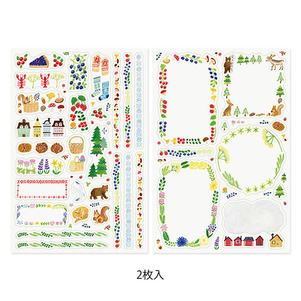 Midori Yuru Log Notebook Decoration Sticker - Nordic (2 Sheets) -  - Planner Stickers - Bunbougu