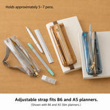Midori Book Band Pen Clear Case (B6 to A5) - Clear x Beige - - Pencil Cases & Bags - Bunbougu