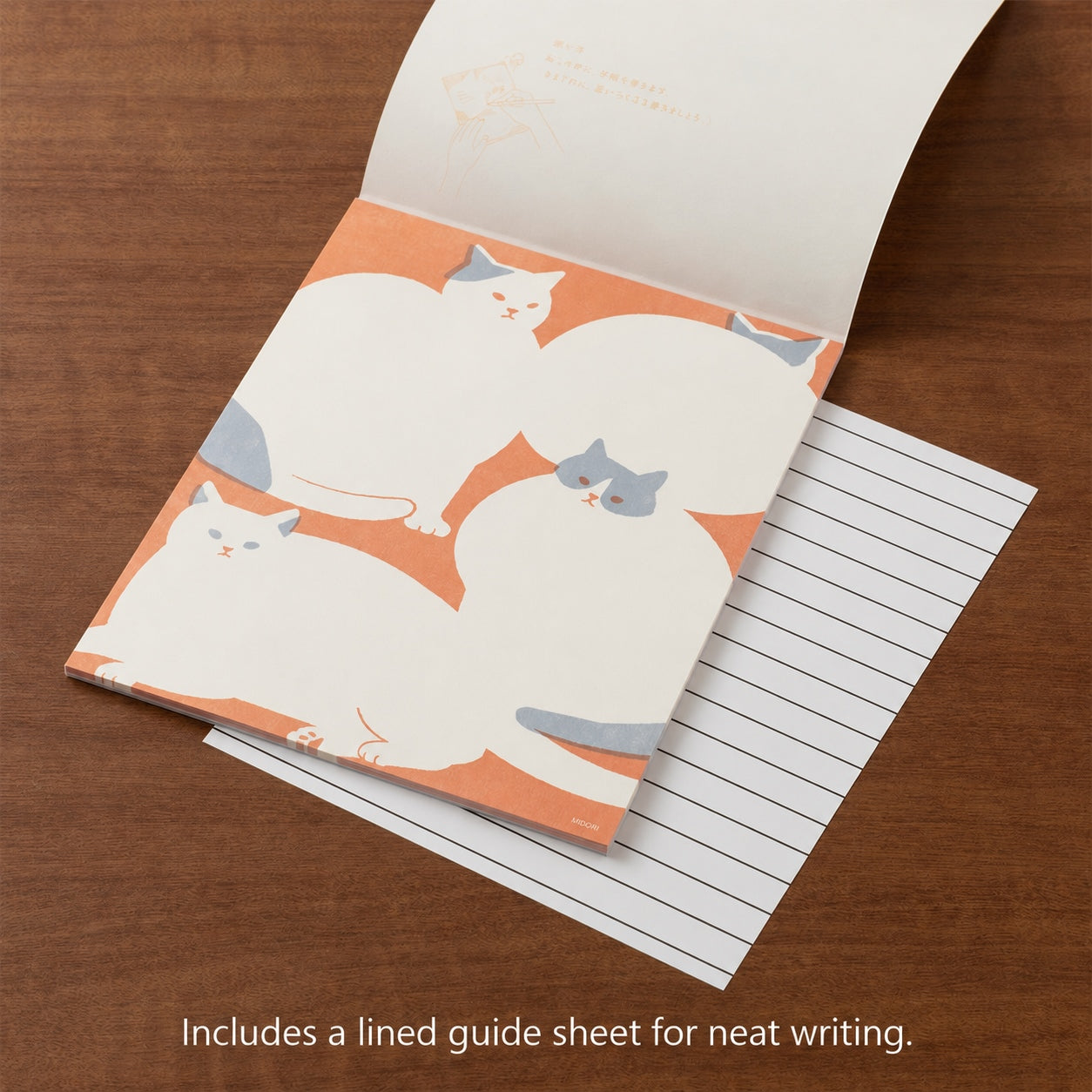 Midori Kimagura Letter Paper Pad - 24 Sheets - Cat - - Envelopes & Letter Pads - Bunbougu