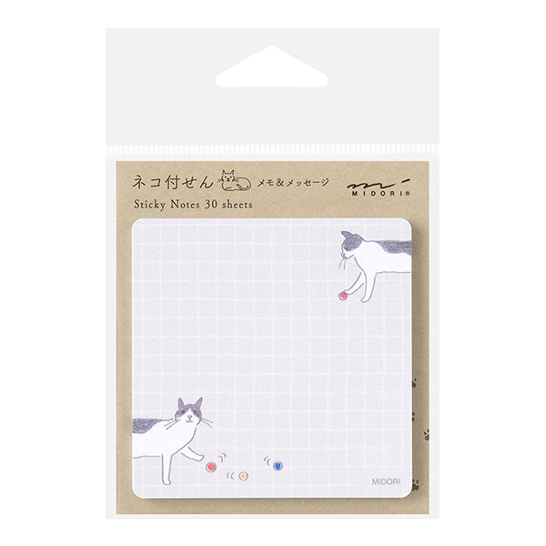 Midori Sticky Note - Cat and Ball - 30 Sheets -  - Sticky Notes - Bunbougu