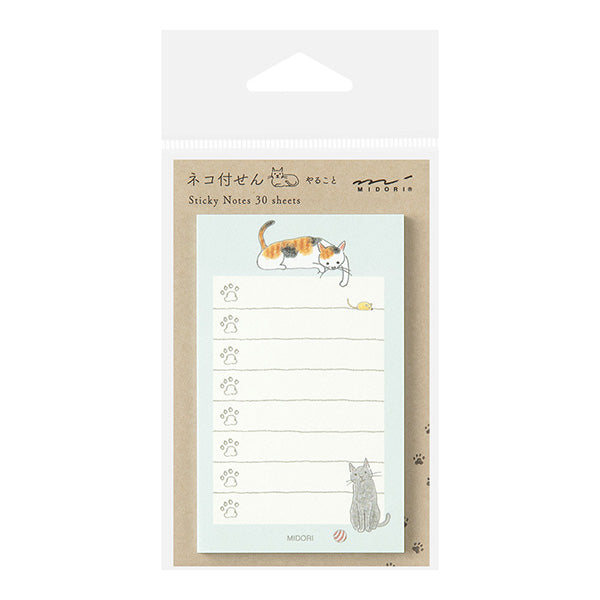 Midori To-do List Sticky Note - Cat Blue - 30 Sheets -  - Sticky Notes - Bunbougu