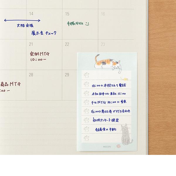 Midori To-do List Sticky Note - Cat Blue - 30 Sheets -  - Sticky Notes - Bunbougu