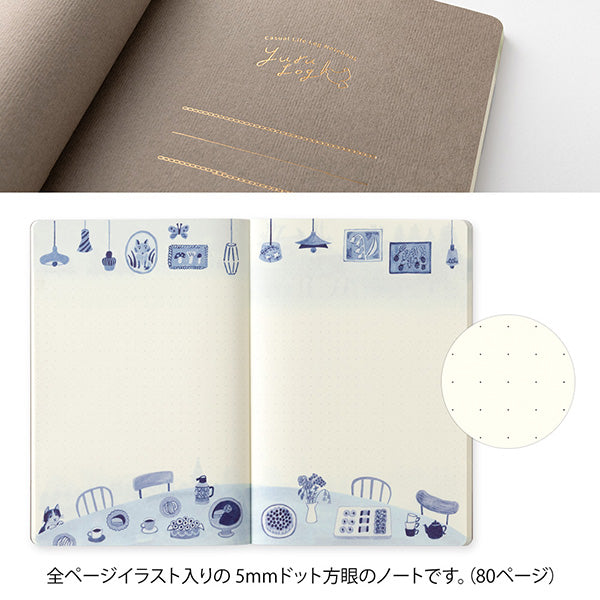 Midori Yuru Log Notebook - Blue Nordic - Dot Grid 5 mm - B6 - - Notebooks - Bunbougu