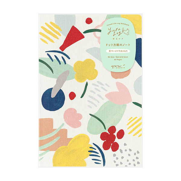 Midori Yuru Log Notebook - Textile - Dot Grid 5 mm - B6 - - Notebooks - Bunbougu