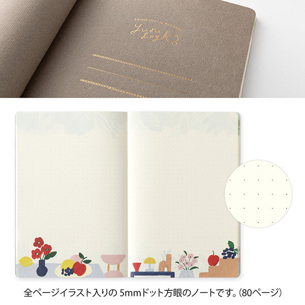 Midori Yuru Log Notebook - Textile - Dot Grid 5 mm - B6 - - Notebooks - Bunbougu