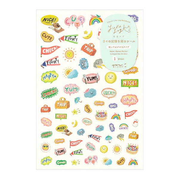 Midori Yuru Log Notebook Decoration Sticker - Feeling -  - Planner Stickers - Bunbougu