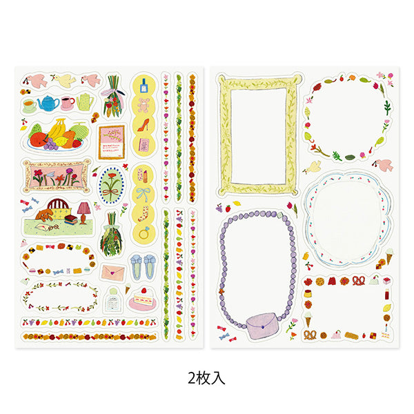 Midori Yuru Log Notebook Decoration Sticker - Life (2 Sheets) -  - Planner Stickers - Bunbougu