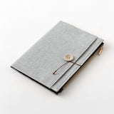 Midori Yuru Log Notebook Fabric Cover with Zipper Pouch - Grey - B6 - - Notebook Accessories - Bunbougu