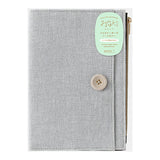 Midori Yuru Log Notebook Fabric Cover with Zipper Pouch - Grey - B6 - - Notebook Accessories - Bunbougu