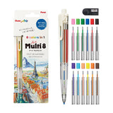 Pentel Art Multi-8 8 in 1 Lead Holder - 8 Colour Set - 2 mm - - Mechanical Pencils - Bunbougu