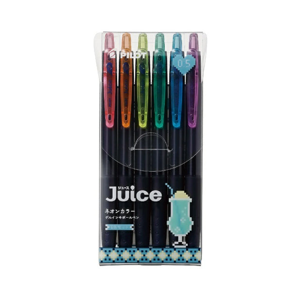 Pilot Juice Gel Pen - Neon Colour - 6 Full Colour Set - 0.5 mm - - Gel Pens - Bunbougu