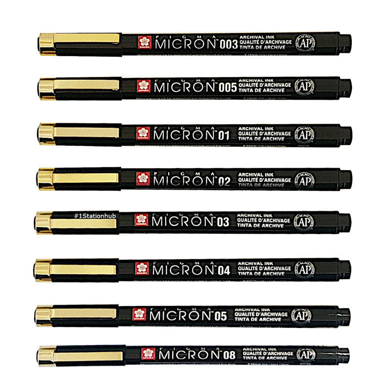 Sakura Pigma Micron Fineliner Pen - Black Gold Limited Edition - Black Ink