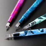 Teranishi Aurora Glass Dip Pen with Cap - Peacock Blue -  - Fountain Pens - Bunbougu