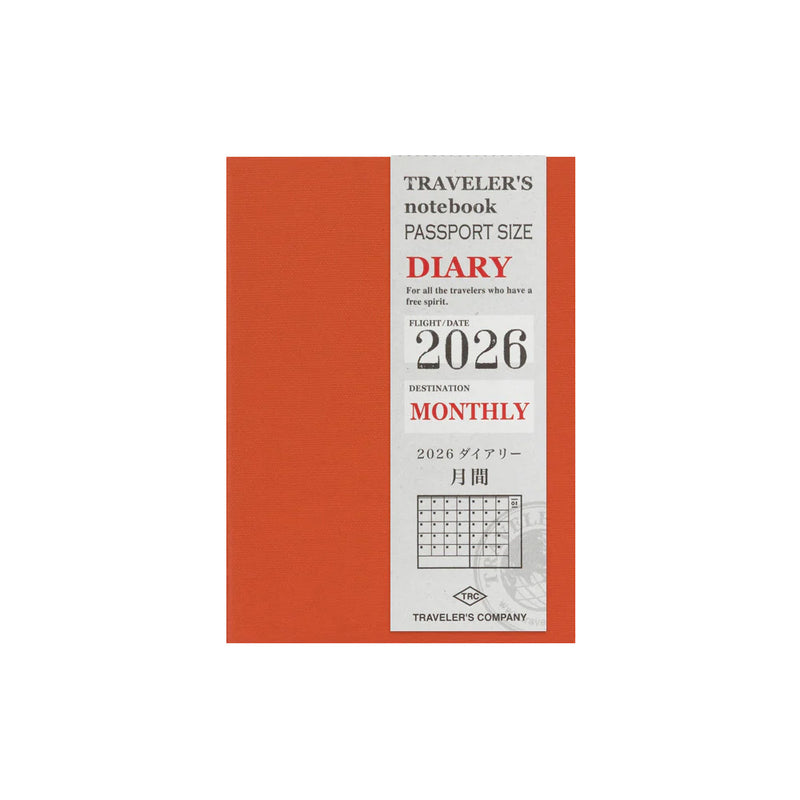 Traveler's Notebook 2026 Refill - Monthly Diary - Passport Size - - Diaries & Planners - Bunbougu