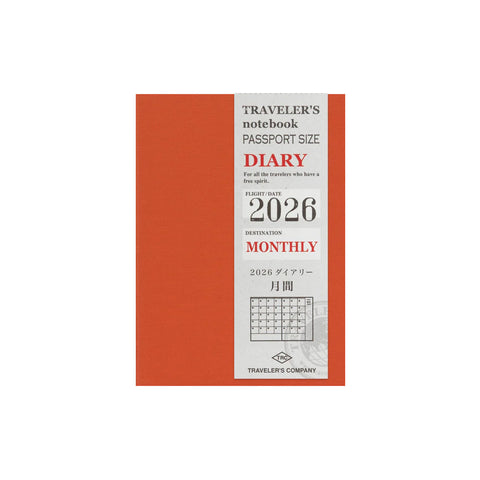 Traveler's Notebook 2026 Refill - Monthly Diary - Passport Size - - Diaries & Planners - Bunbougu