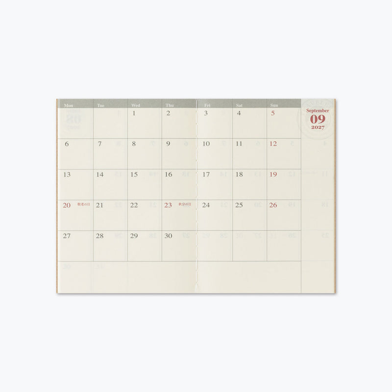 Traveler's Notebook 2027 Refill - Monthly Diary - Passport Size - - Diaries & Planners - Bunbougu