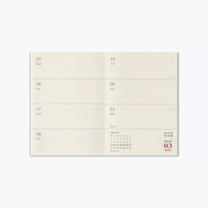 Traveler's Notebook 2027 Refill - Weekly Diary - Passport Size - - Diaries & Planners - Bunbougu