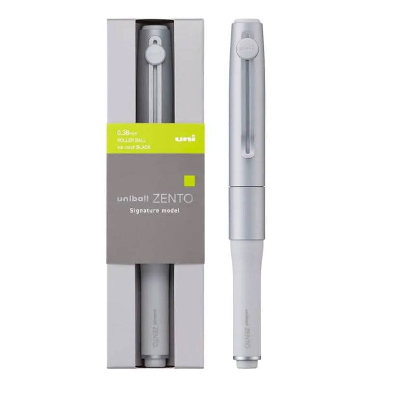 Uni-ball Zento Gel Pen - Signature Model - Metalilc Silver - Black Ink - 0.38 mm - - Gel Pens - Bunbougu