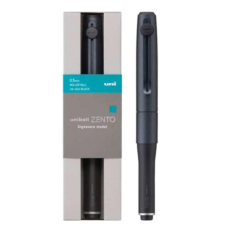 Uni-ball Zento Gel Pen - Signature Model - Metallic Black - Black Ink - 0.5 mm - - Gel Pens - Bunbougu