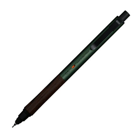 Uni Kuru Toga Metal Mechanical Pencil - Wood Grip - Forest Green Metal Body - - Mechanical Pencils - Bunbougu