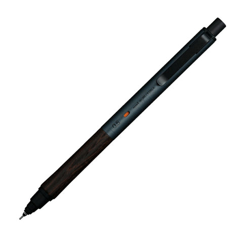 Uni Kuru Toga Metal Mechanical Pencil - Wood Grip - Steel Grey Metal Body - - Mechanical Pencils - Bunbougu