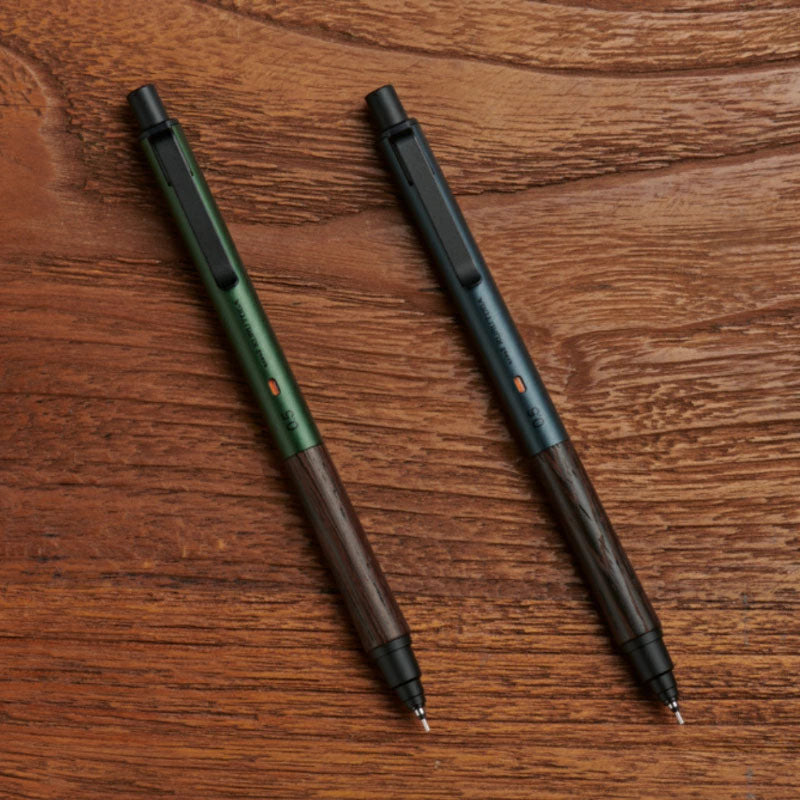 Uni Kuru Toga Metal Mechanical Pencil - Wood Grip - Forest Green Metal Body - - Mechanical Pencils - Bunbougu