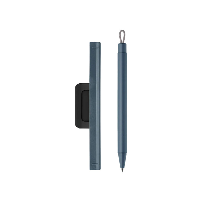 Zebra Pitan Gel Pen with Magnet Holder & Clip for Notebook - Blue Grey Body - Black Ink - 0.5 mm - - Gel Pens - Bunbougu