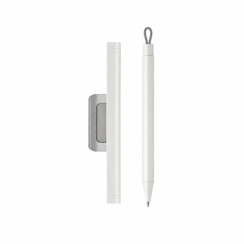 Zebra Pitan Gel Pen with Magnet Holder & Clip for Notebook - White Body - Black Ink - 0.5 mm - - Gel Pens - Bunbougu