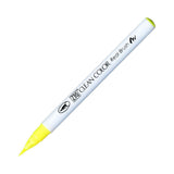Kuretake Zig Clean Color Real Watercolor Brush Pen - Fluorescent Colour Range - 001 Fluorescent Yellow - Brush Pens - Bunbougu