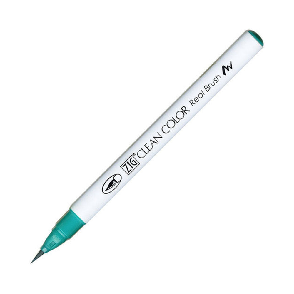 Kuretake Zig Clean Color Real Watercolor Brush Pen - Green Colour Range - 042 Turquoise Green - Brush Pens - Bunbougu