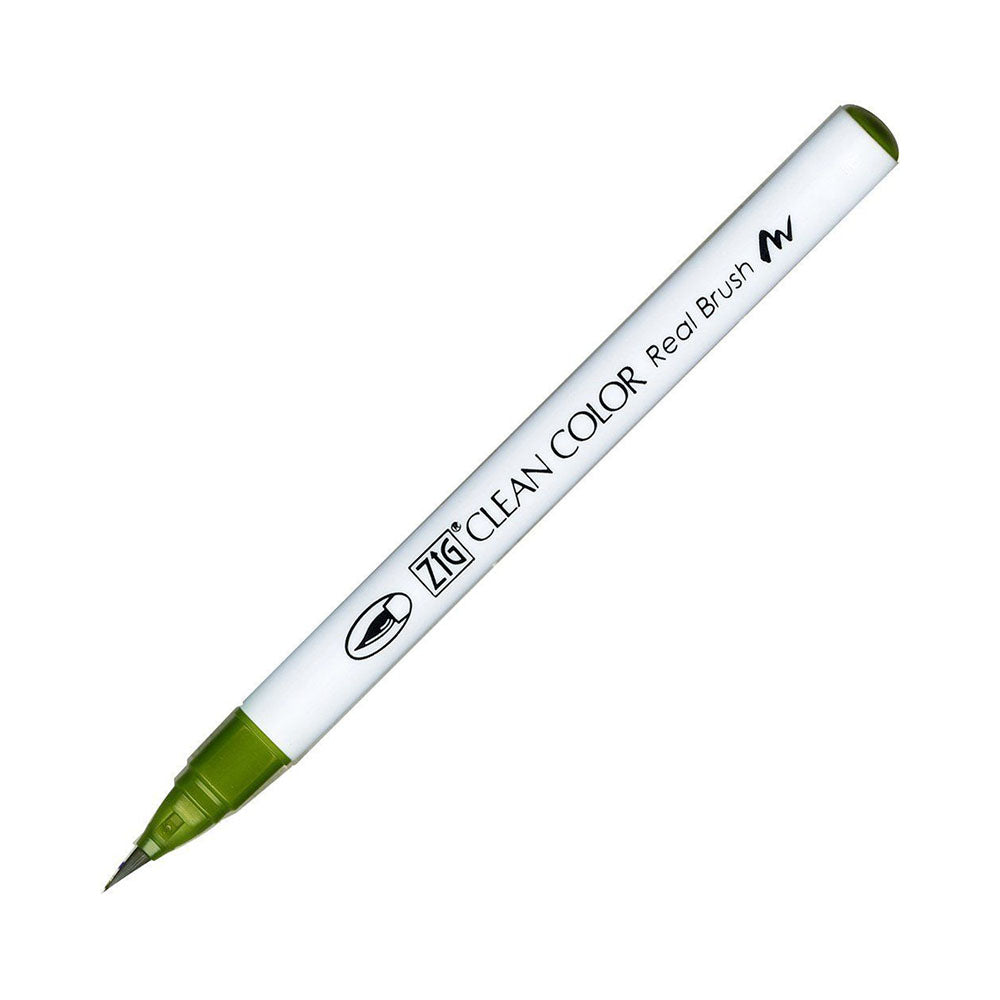 Kuretake Zig Clean Color Real Watercolor Brush Pen - Green Colour Range - 043 Olive Green - Brush Pens - Bunbougu