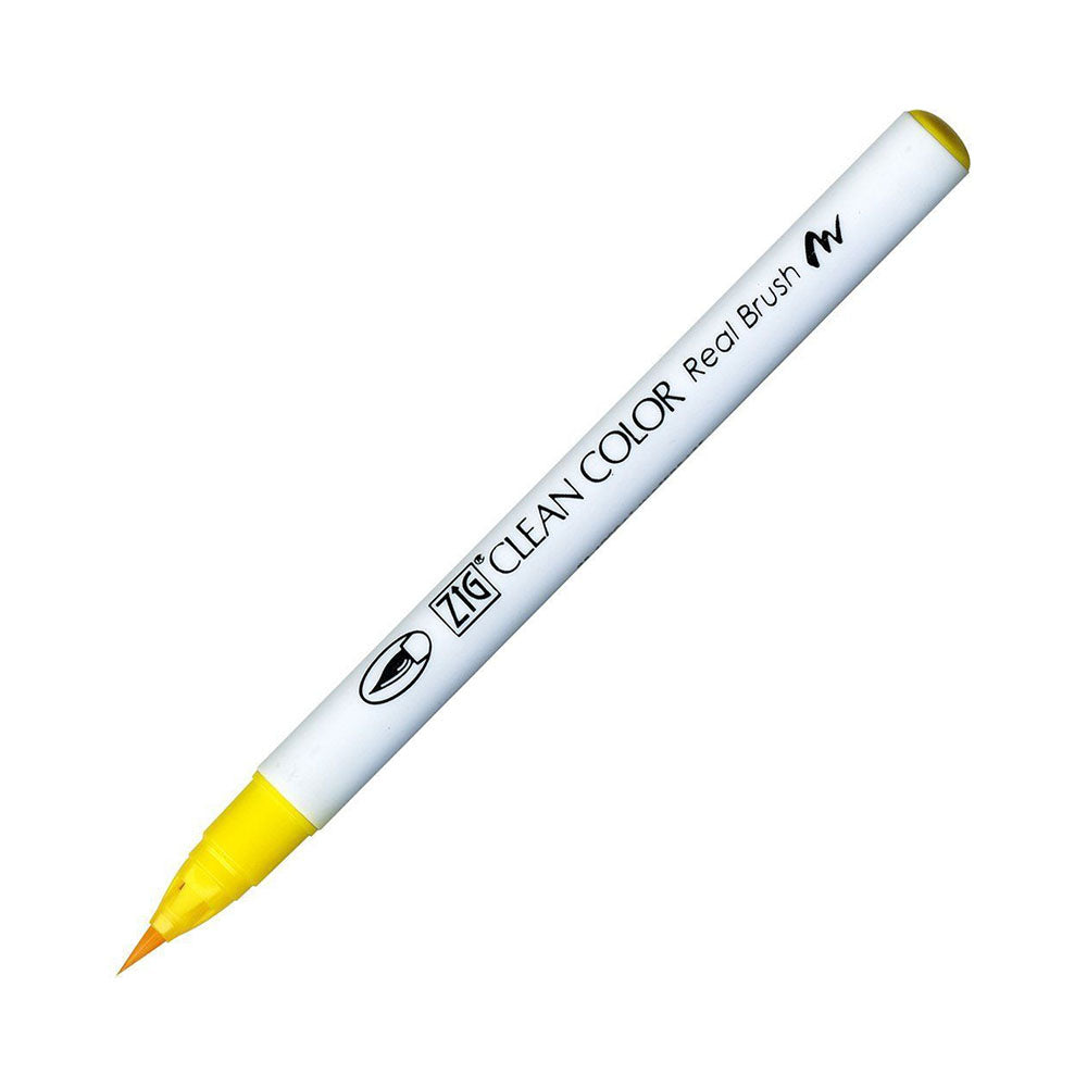 Kuretake Zig Clean Color Real Watercolor Brush Pen - Yellow Colour Range - 050 Yellow - Brush Pens - Bunbougu