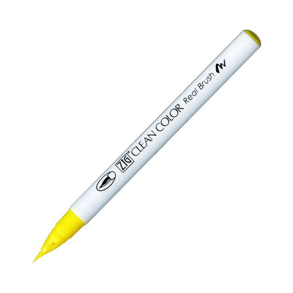 Kuretake Zig Clean Color Real Watercolor Brush Pen - Yellow Colour Range - 051 Lemon Yellow - Brush Pens - Bunbougu