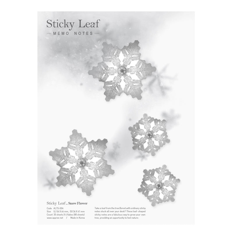 Appree Sticky Leaf Memo Notes - Tracing Paper - Snow Flower - Grey -  - Sticky Notes - Bunbougu