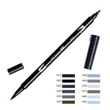 Tombow ABT Dual Brush Pen - Black/Grey Colour Range -  - Brush Pens - Bunbougu
