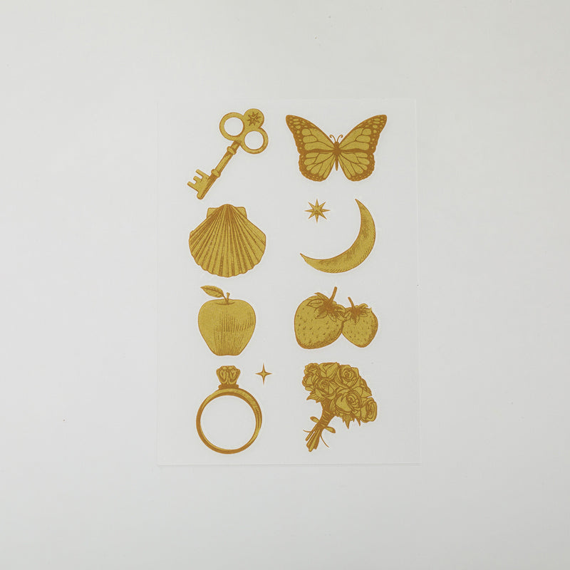Irodo Transfer Fabric Sticker - Lucky Motif 2 - Gold / Beige -  - Fabric Stickers - Bunbougu