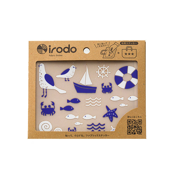 Irodo Transfer Fabric Sticker - Seaside - Blue / White - Fabric Stickers - Bunbougu
