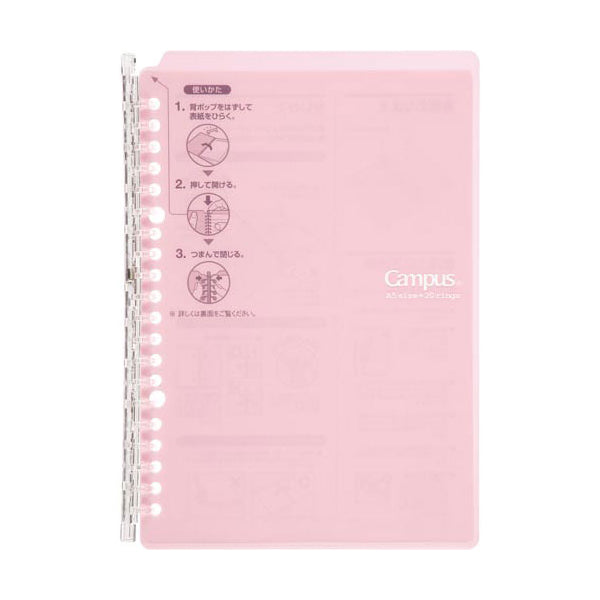 Kokuyo Campus Smart Ring Binder Notebook 20 Rings Light Pink A5