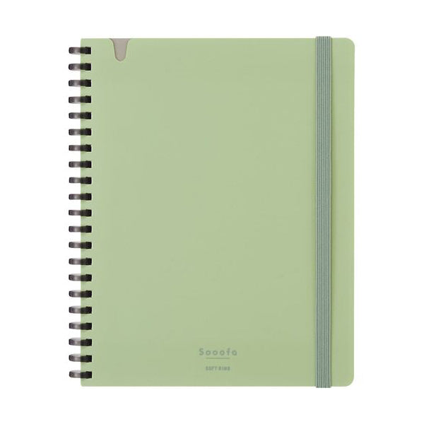 Kokuyo Sooofa Soft Ring Notebook - 4 mm Grid - Green - B6 -  - Notebooks - Bunbougu