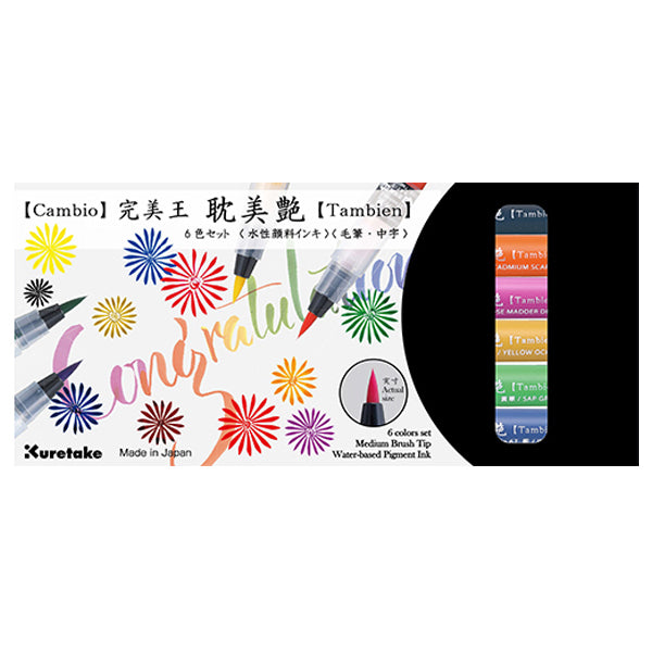 Kuretake Cambio Tambien Brush Pen - 6 Colour - Set B -  - Brush Pens - Bunbougu
