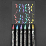 Kuretake Zig Clean Colour Dot Metallic Double-Sided Marker - 1.0 mm / 5.0 mm- 6 Colour Set -  - Markers - Bunbougu