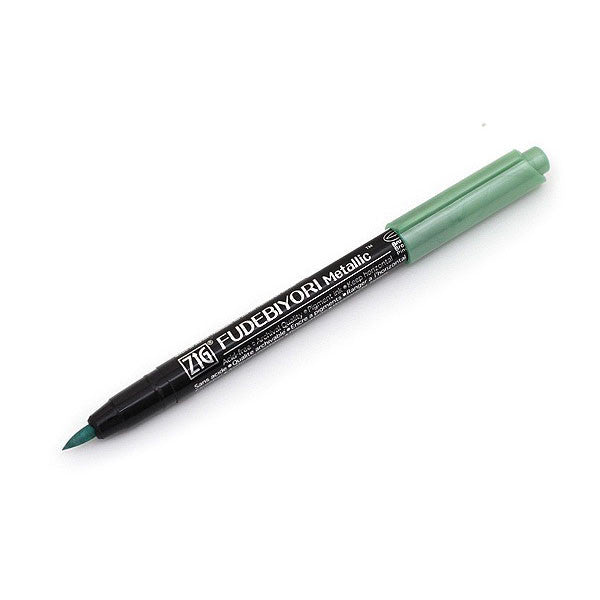 Kuretake Zig Fudebiyori Metallic Brush Pen - Green - Brush Pens - Bunbougu
