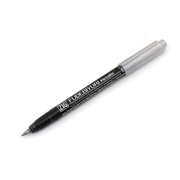 Kuretake Zig Fudebiyori Metallic Brush Pen - Silver - Brush Pens - Bunbougu