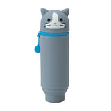 Lihit Lab Smart Fit Punilabo Stand Pencil Case - Grey Cat -  - Pencil Cases & Bags - Bunbougu