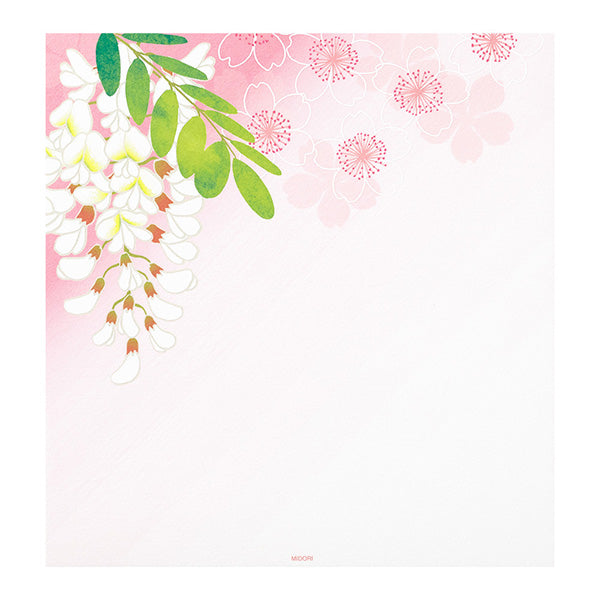 Midori Iyo Washi Letter Pad - Sakura & Harienju - Blank - 2 Patterns/16 Sheets -  - Envelopes & Letter Pads - Bunbougu
