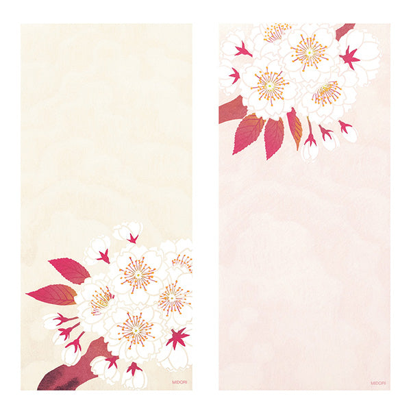 Midori Iyo Washi One Stroke Letterpress Paper - Double Cherry Blossom - 2 Patterns/16 Sheets -  - Envelopes & Letter Pads - Bunbougu