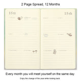 Midori 12 Month Diary - Gate Design - Gradient Pink -  - Diaries & Planners - Bunbougu