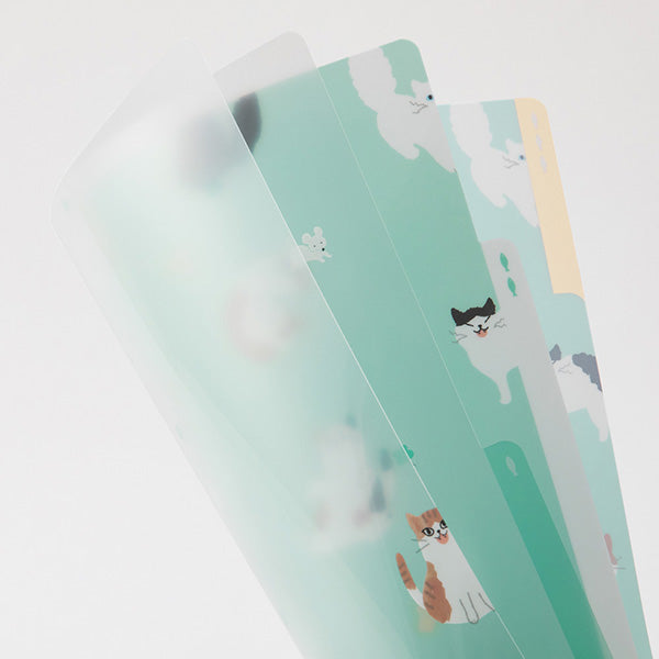 Midori 3 Pocket Clear Holder - Cats - A4 -  - Binders & Folders - Bunbougu