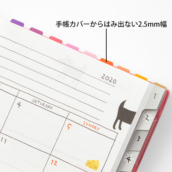 Midori Chiratto Index Tab - Colours - 2 Sheets (48 Pieces) -  - Index Tabs & Dividers - Bunbougu