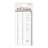 Midori Chiratto Index Tab - Numbers - Grey - 2 Sheets (48 Pieces)